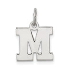Sterling Silver Rhodium-plated Block Letter M Initial Charm