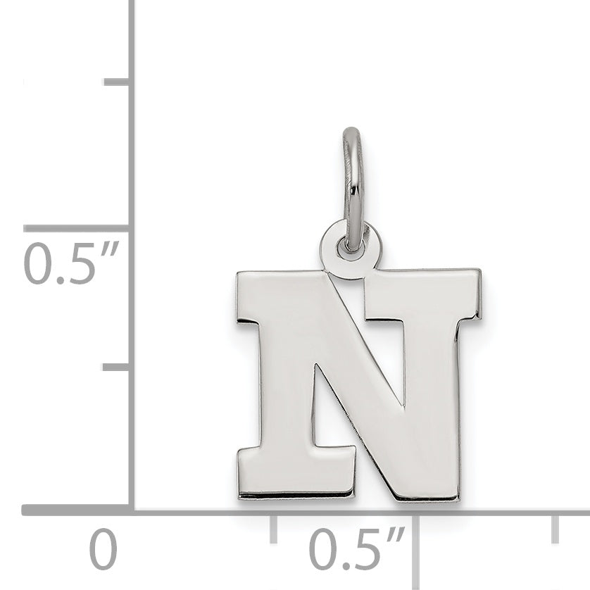 Sterling Silver 925 Rhodium-Plated N Charm Elegant Petite Design