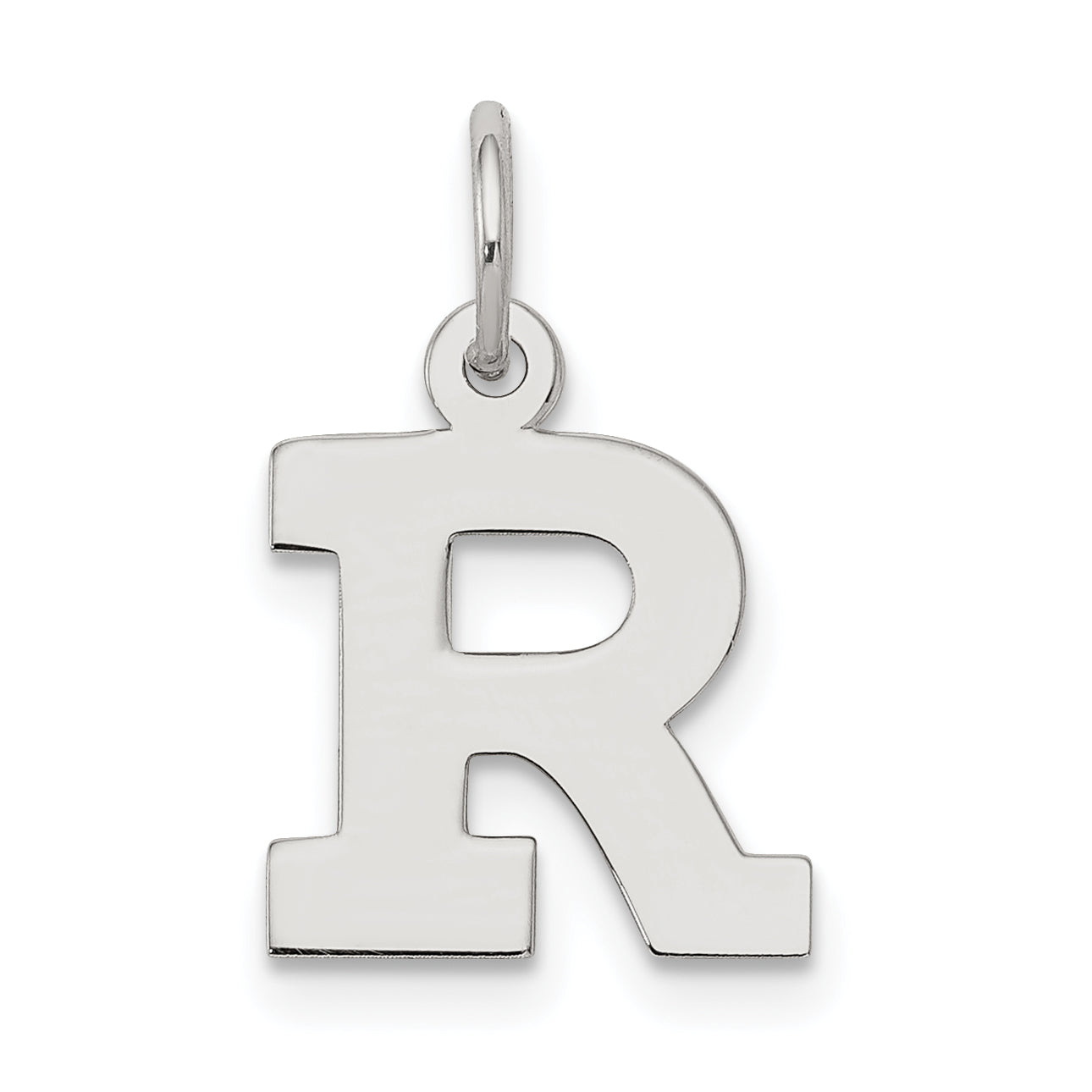 Sterling Silver Rhodium-plated Block Letter R Initial Charm Main image