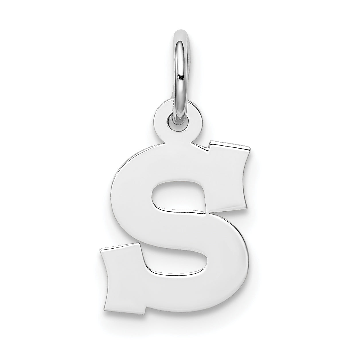Sterling Silver Rhodium-plated Block Letter S Initial Charm Main image