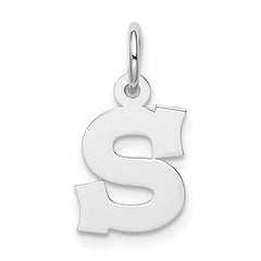 Sterling Silver Rhodium-plated Block Letter S Initial Charm