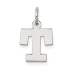 Sterling Silver Rhodium-plated Block Letter T Initial Charm