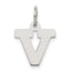 Sterling Silver Rhodium-plated Block Letter V Initial Charm