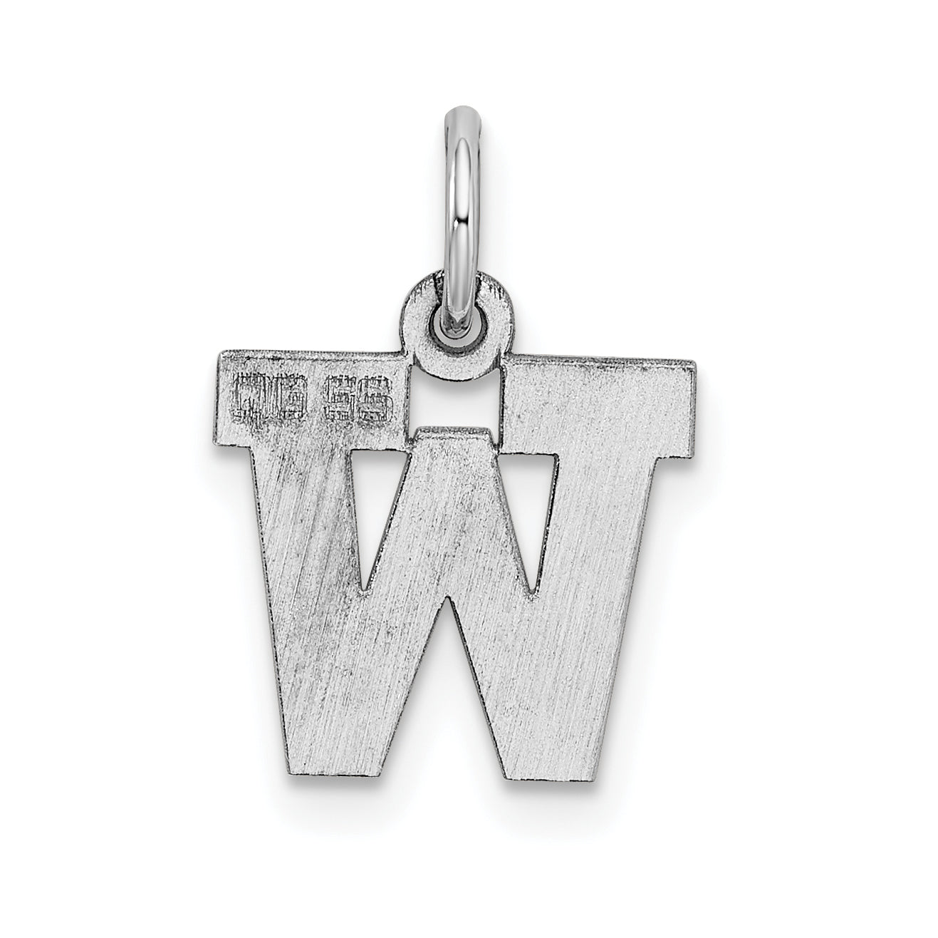 Rhodium-Plated Sterling Silver W Initial Charm by Sophia Jewelers