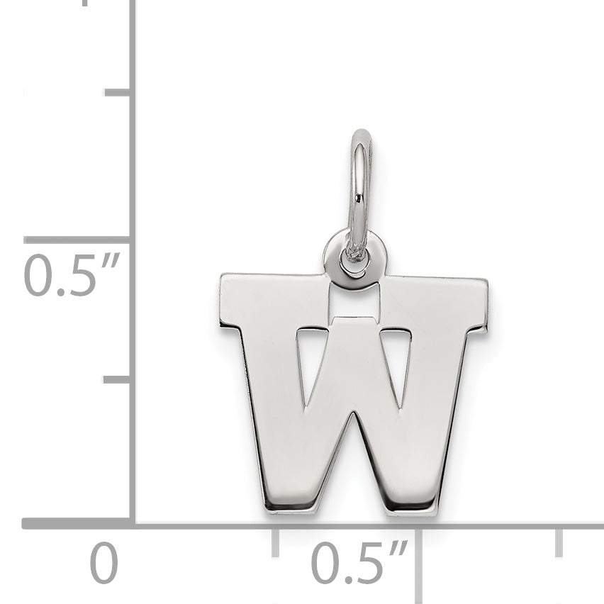 Rhodium-Plated Sterling Silver W Initial Charm by Sophia Jewelers