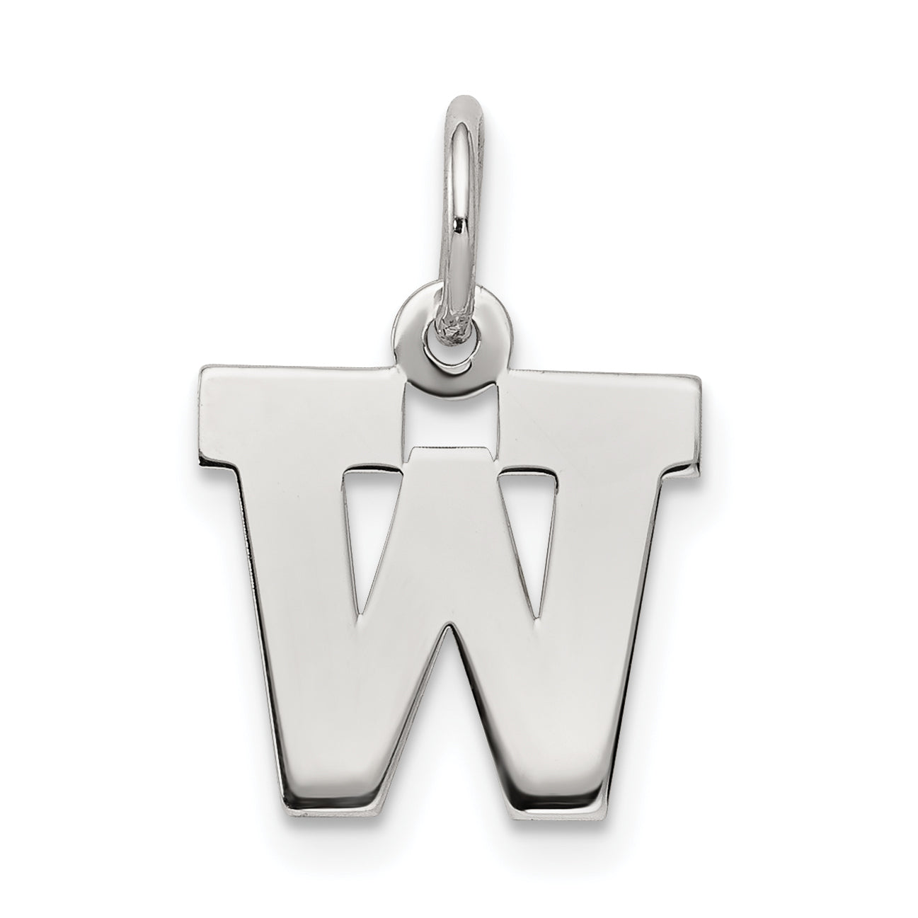 Sterling Silver Rhodium-plated Block Letter W Initial Charm Main image