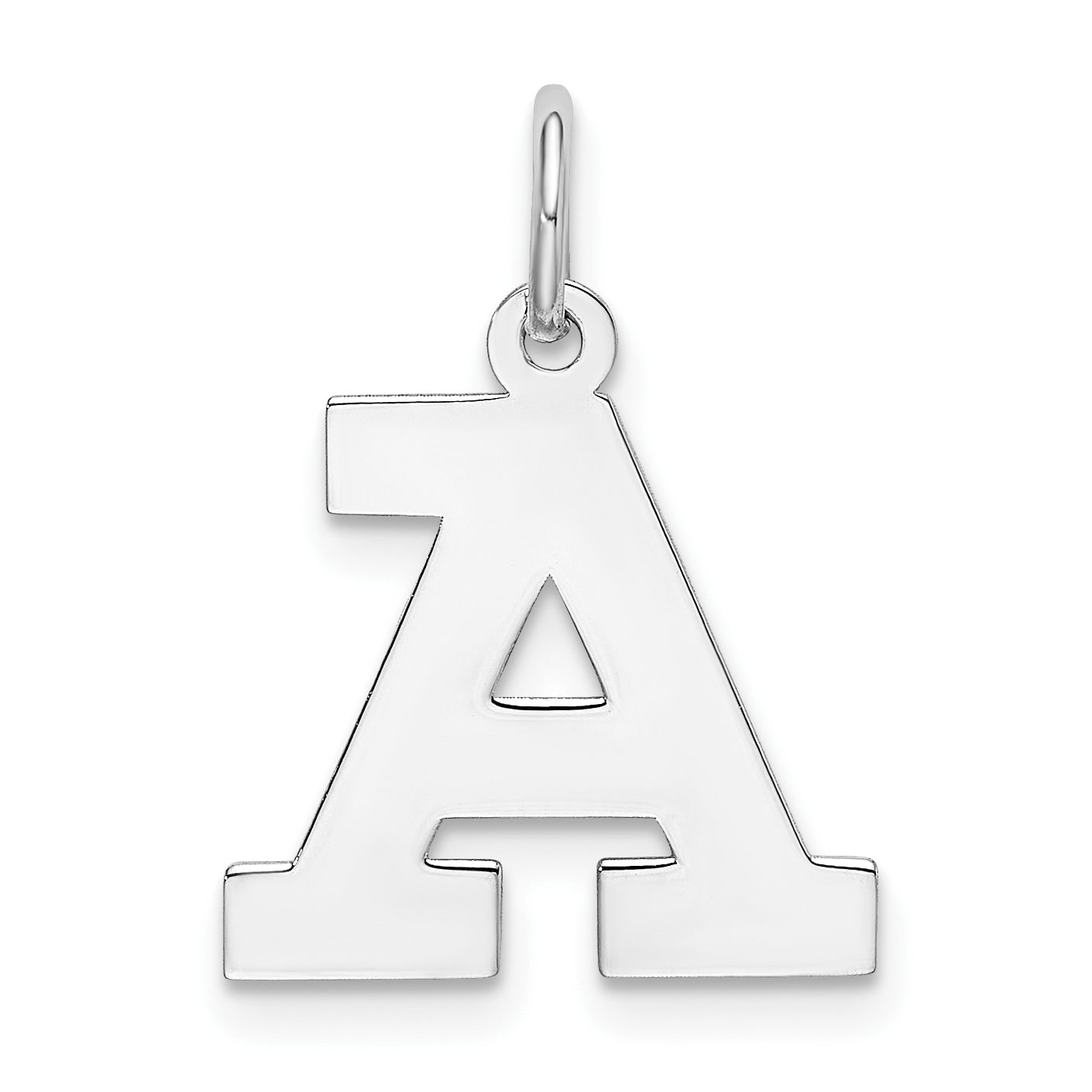 Sterling Silver Rhodium-plated Block Letter A Initial Charm Main image