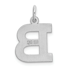 Sterling Silver 925 Block Letter B Charm with Rhodium Elegance