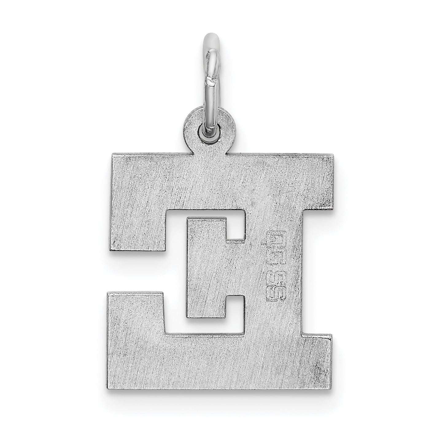 Sterling Silver Rhodium-Plated Initial E Charm Elegant Medium Pendant
