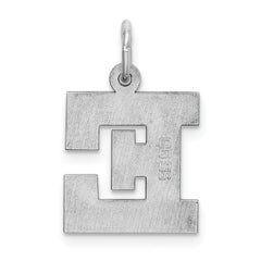 Sterling Silver Rhodium-Plated Initial E Charm Elegant Medium Pendant
