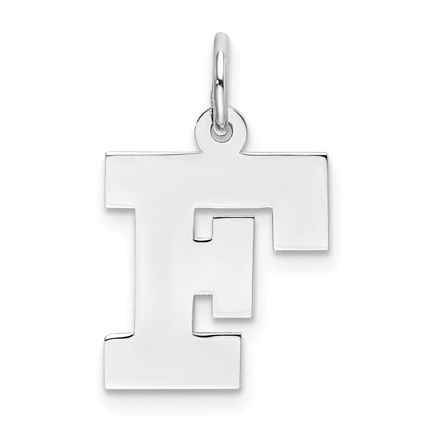 Sterling Silver Rhodium-plated Block Letter F Initial Charm Main image