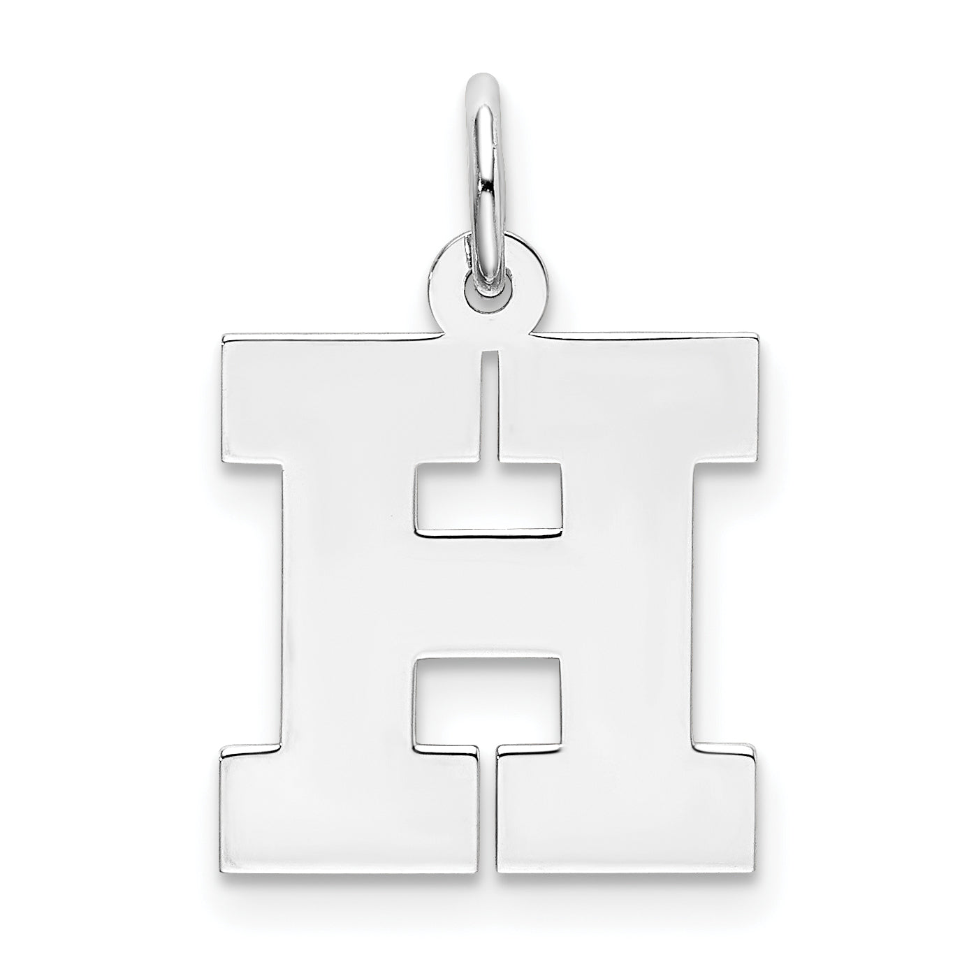 Sterling Silver Rhodium-plated Block Letter H Initial Charm Main image