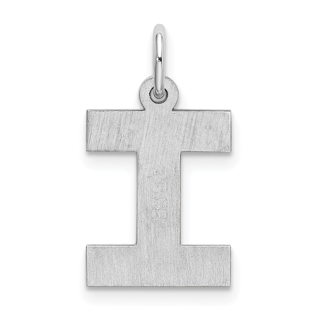 Sterling Silver 925 Initial I Charm Rhodium-Plated Elegant Pendant