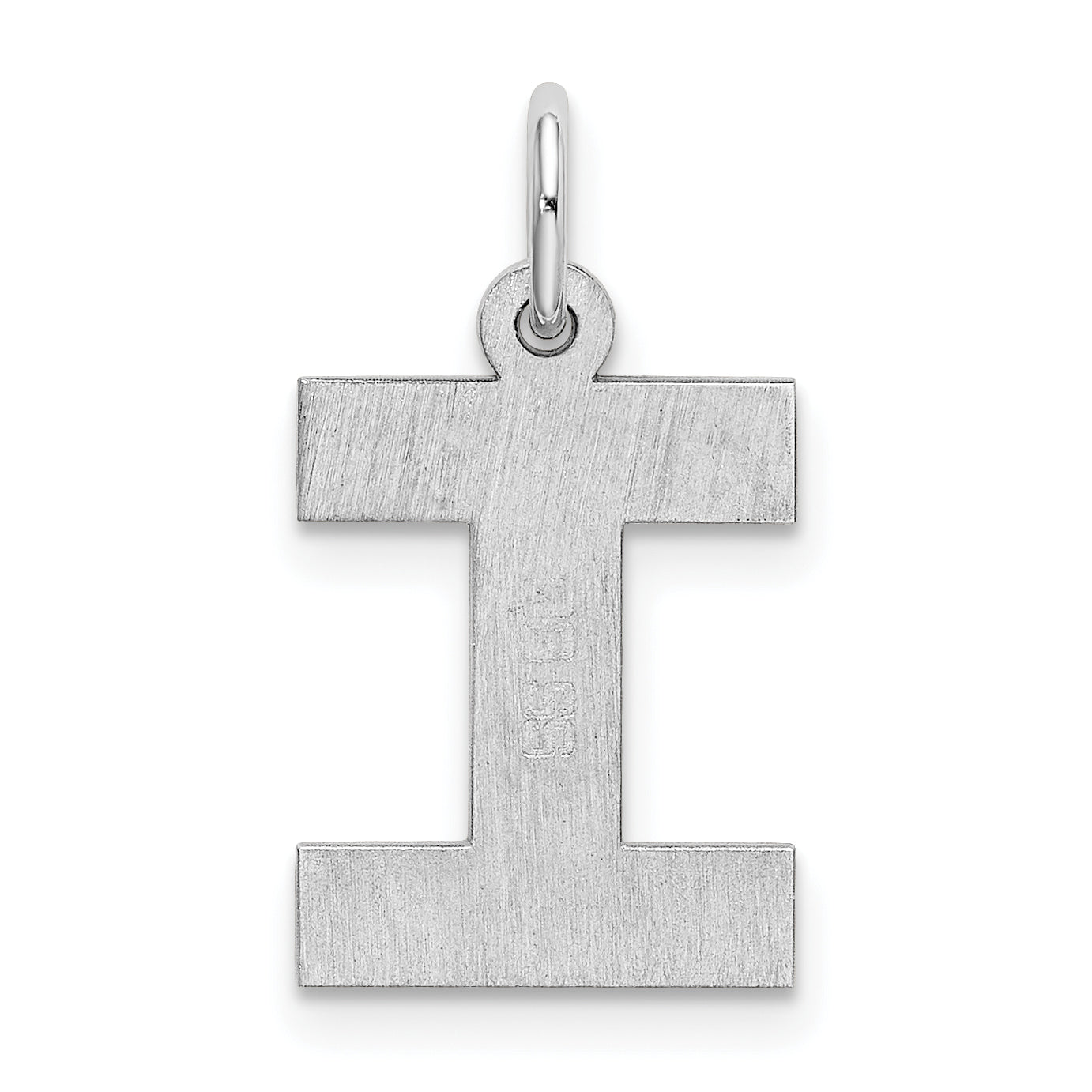 Sterling Silver 925 Initial I Charm Rhodium-Plated Elegant Pendant
