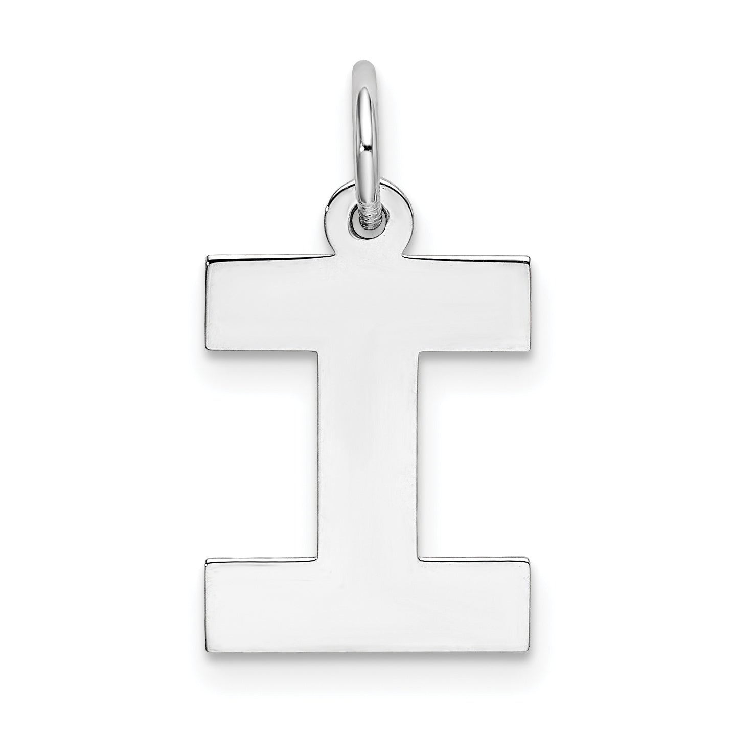 Sterling Silver Rhodium-plated Block Letter I Initial Charm Main image