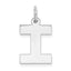 Sterling Silver Rhodium-plated Block Letter I Initial Charm
