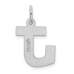 Sterling Silver Rhodium-Plated Initial J Charm Medium Pendant