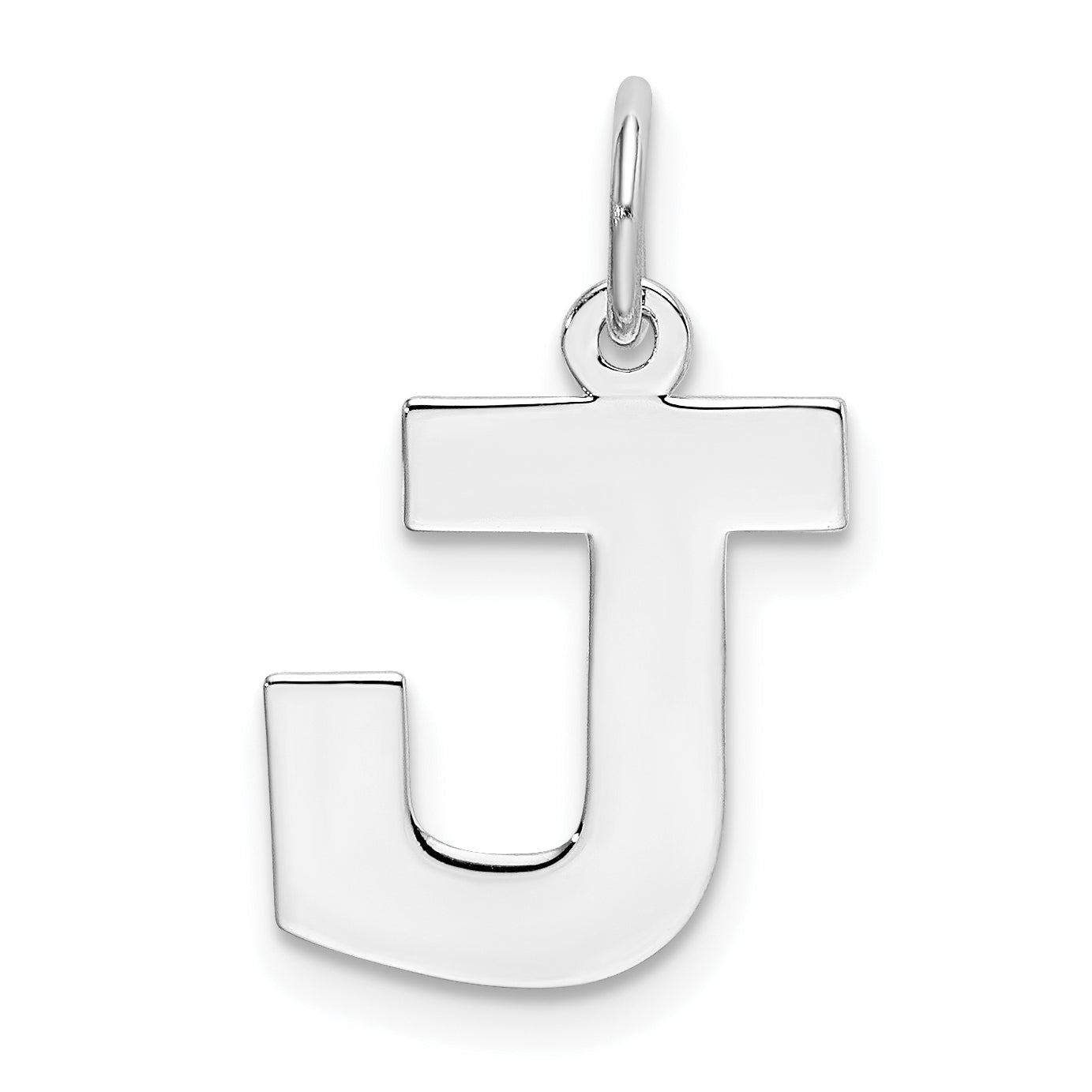 Sterling Silver Rhodium-plated Block Letter J Initial Charm Main image