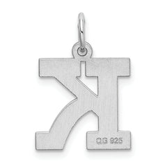 Sterling Silver Rhodium-Plated K Charm Elegant Medium Size Pendant