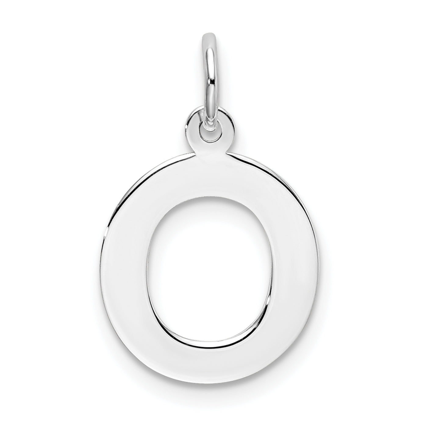 Sterling Silver Rhodium-plated Block Letter O Initial Charm Main image