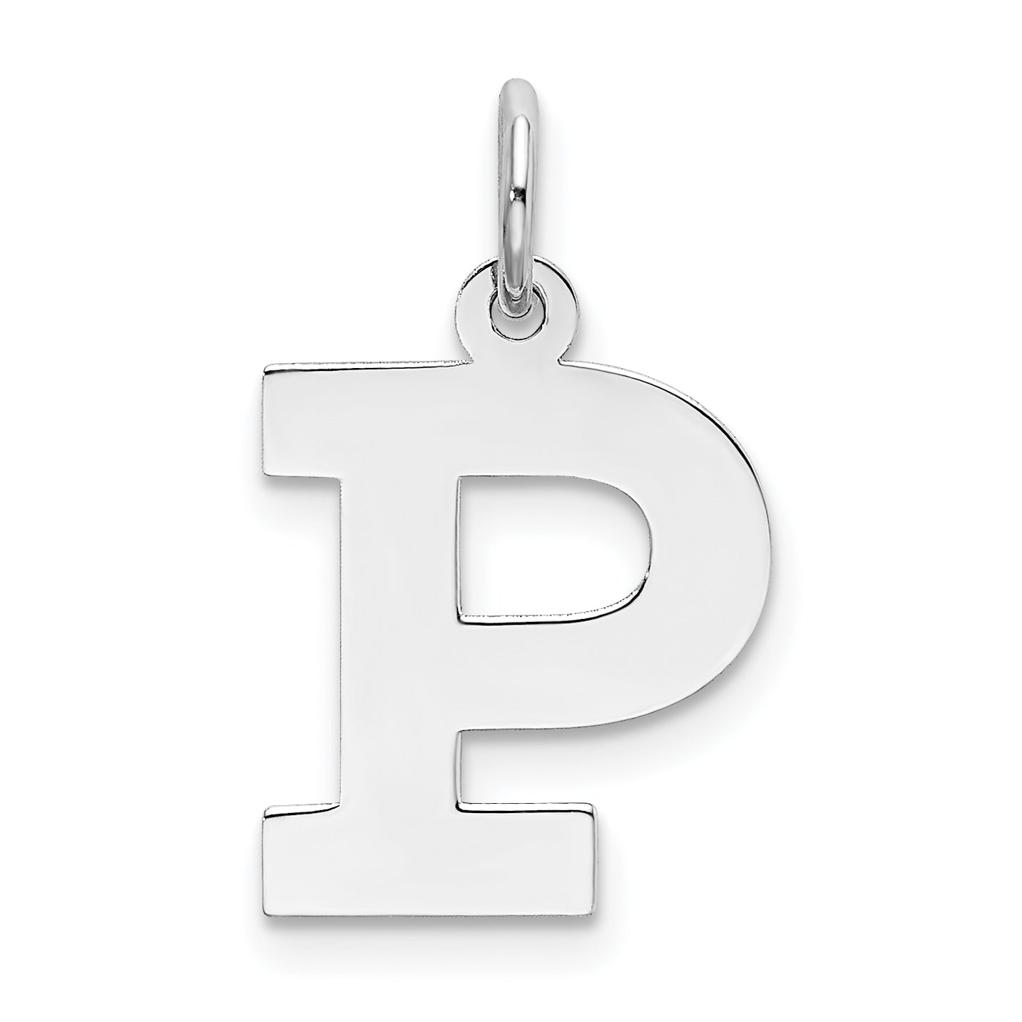 Sterling Silver Rhodium-plated Block Letter P Initial Charm Main image