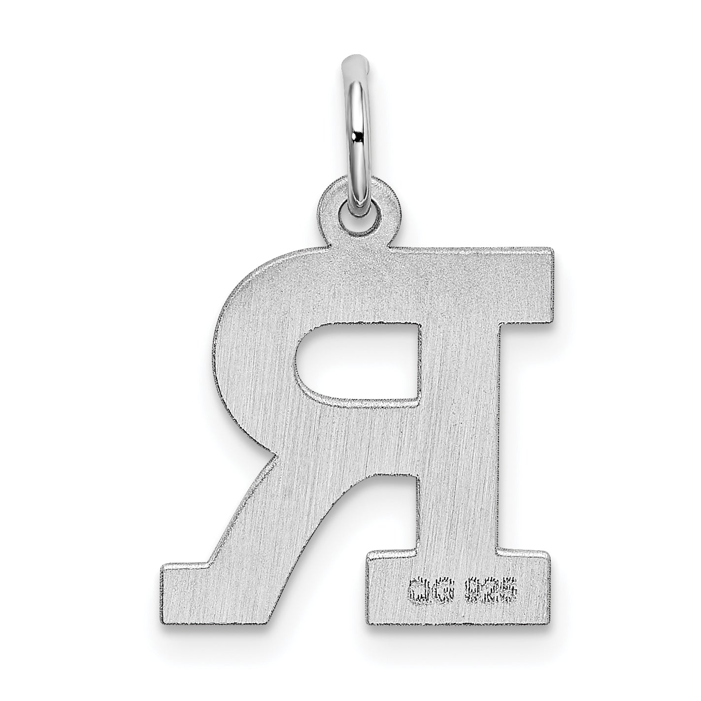 Sterling Silver Rhodium-Plated R Initial Charm Elegant Medium Pendant