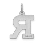 Sterling Silver Rhodium-Plated R Initial Charm Elegant Medium Pendant