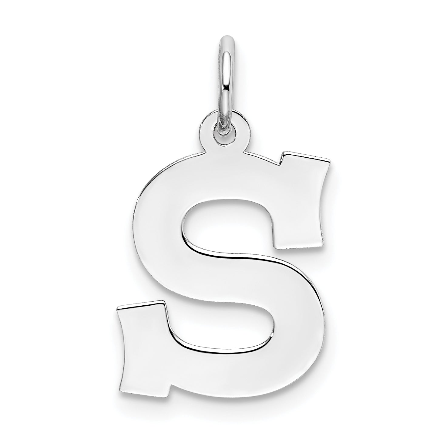 Sterling Silver Rhodium-plated Block Letter S Initial Charm Main image
