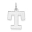 Sterling Silver Rhodium-plated Block Letter T Initial Charm