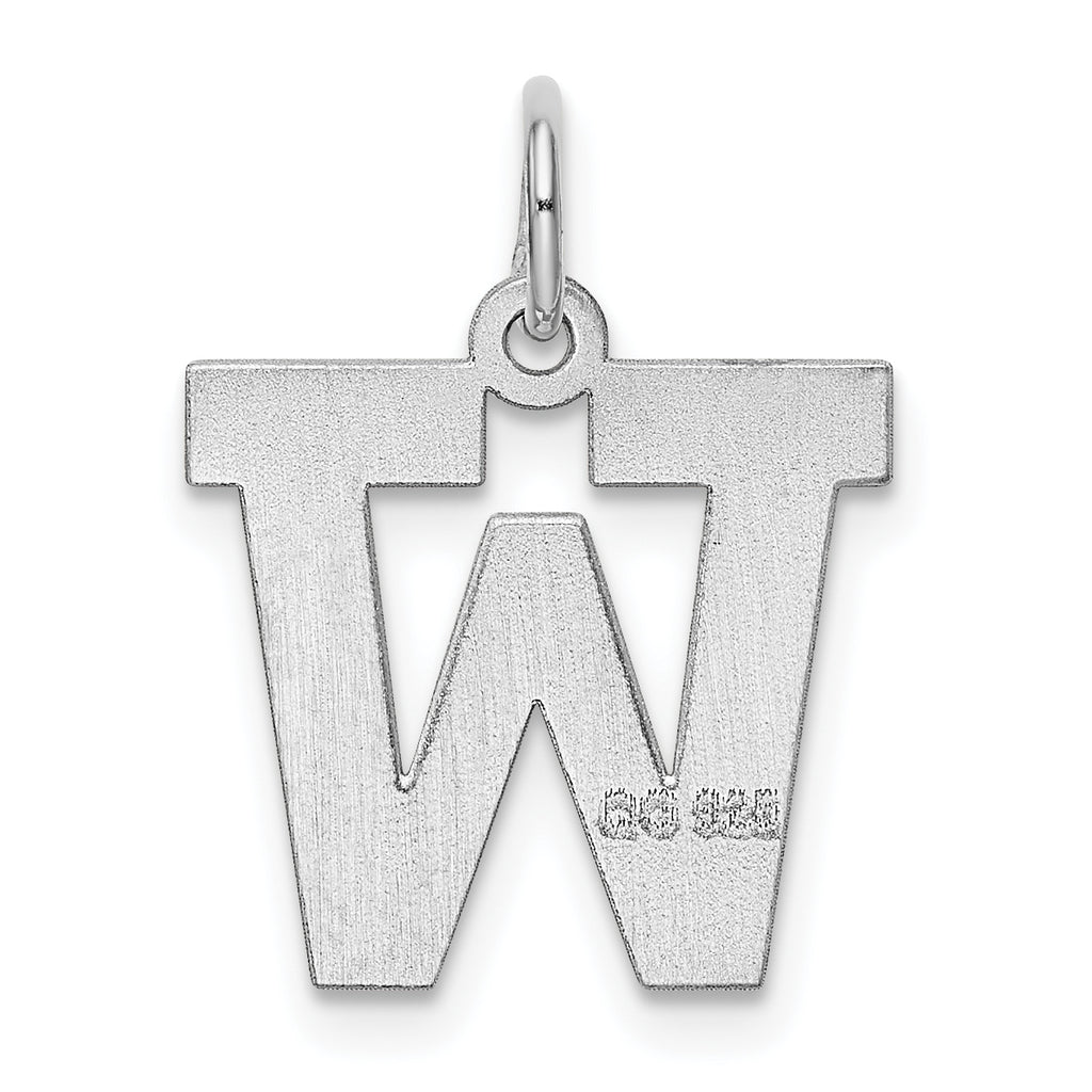 Sterling Silver Rhodium-Plated Initial W Charm Medium Size