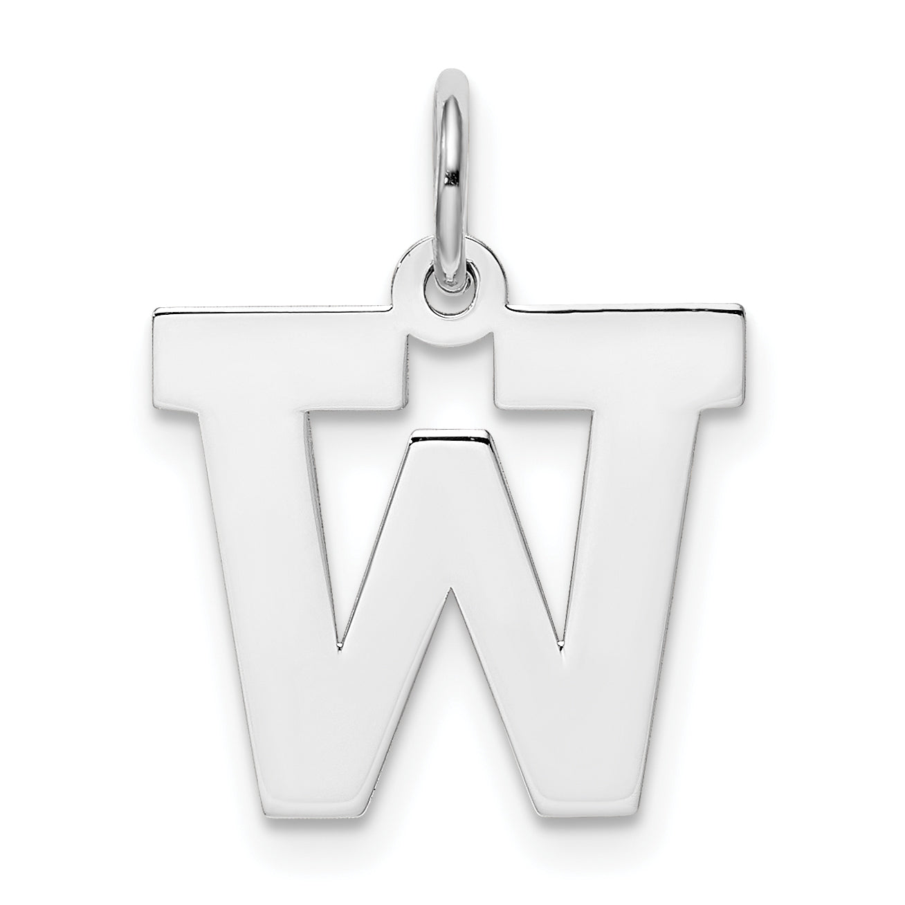 Sterling Silver Rhodium-plated Block Letter W Initial Charm Main image