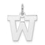 Sterling Silver Rhodium-plated Block Letter W Initial Charm