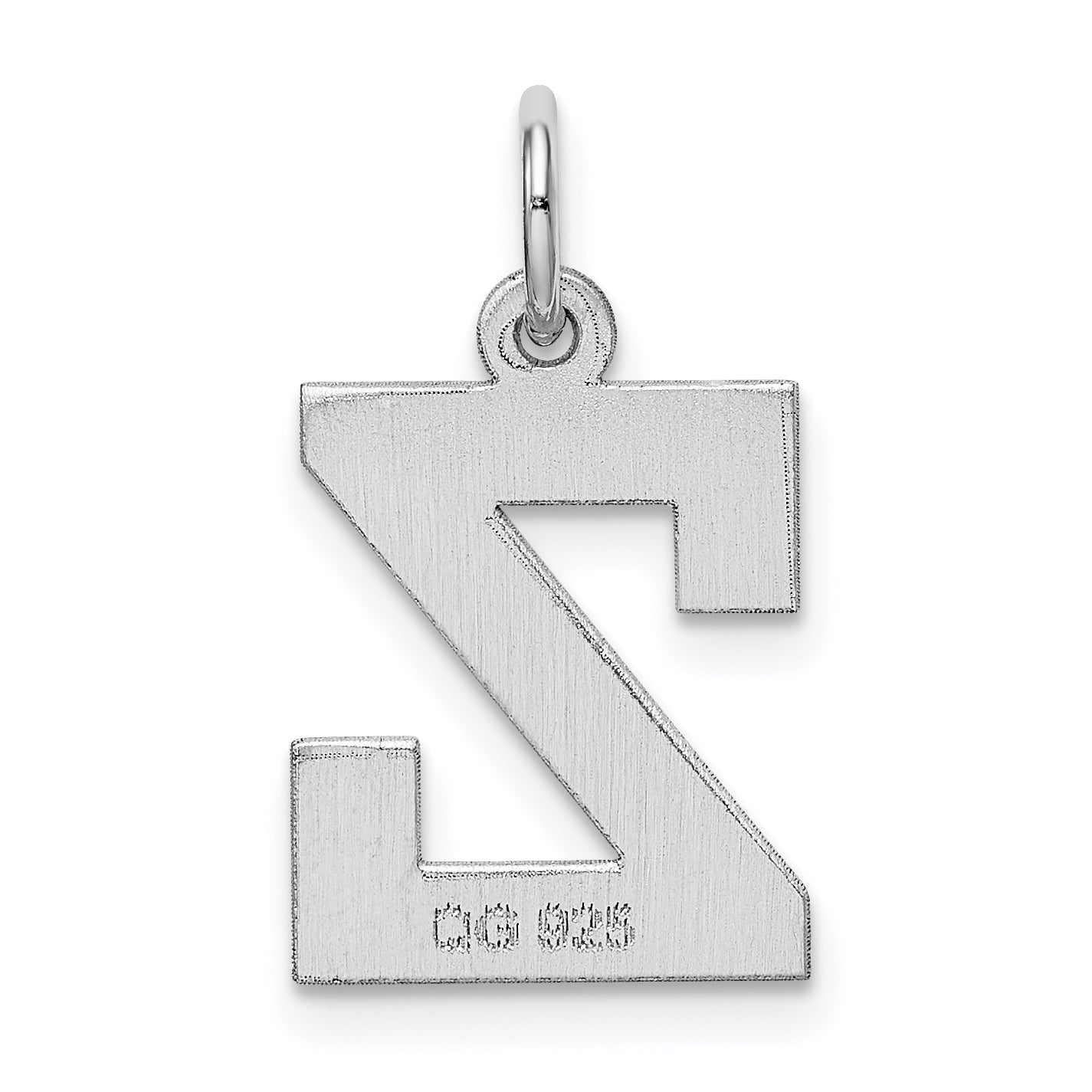 Sterling Silver Rhodium-plated Initial Z Charm Elegant Medium Pendant