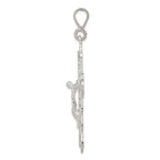 Sterling Silver 925 Diamond-Cut Crucifix Pendant with Polished Anti-Tarnish Finish