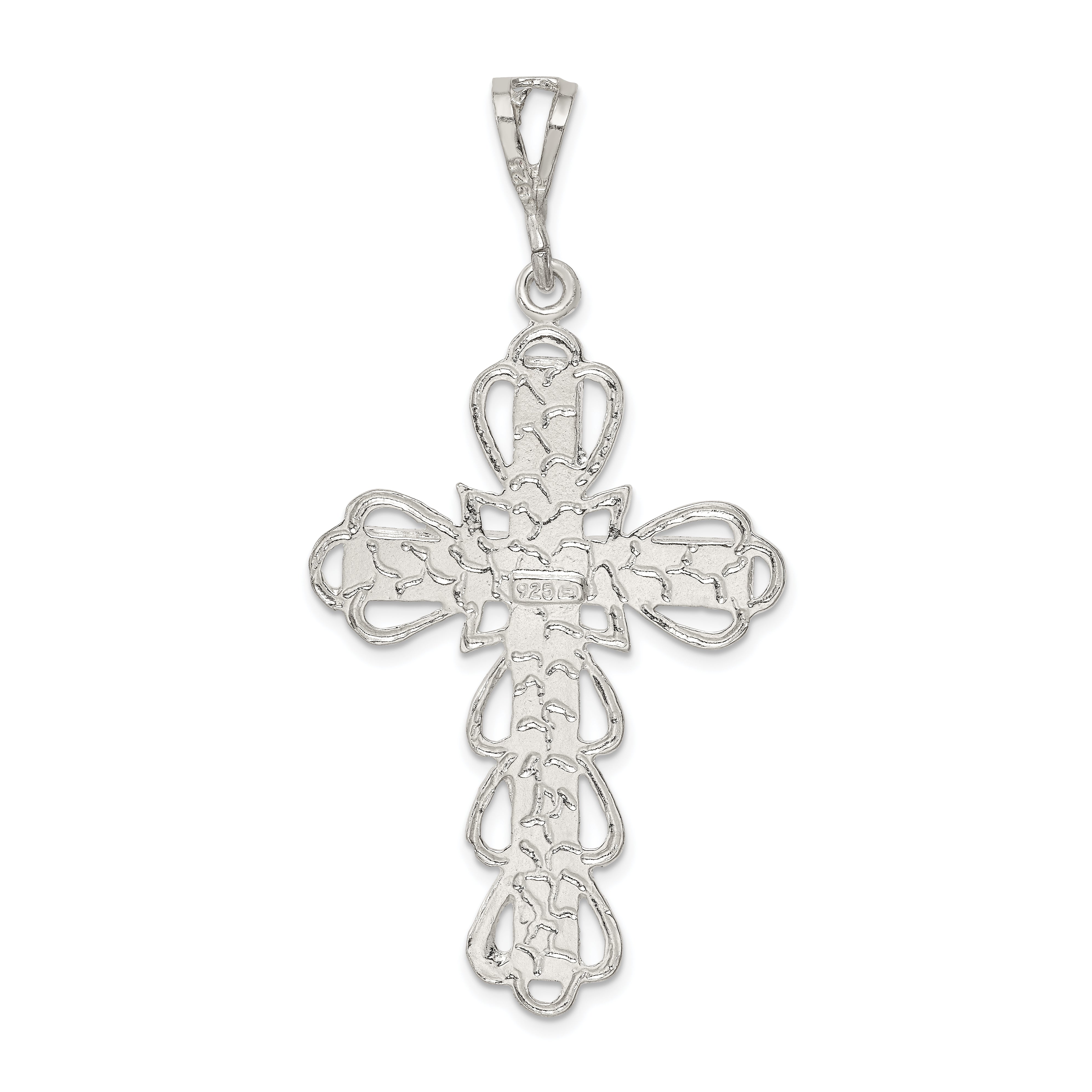 Sterling Silver 925 Diamond-Cut Crucifix Pendant with Polished Anti-Tarnish Finish