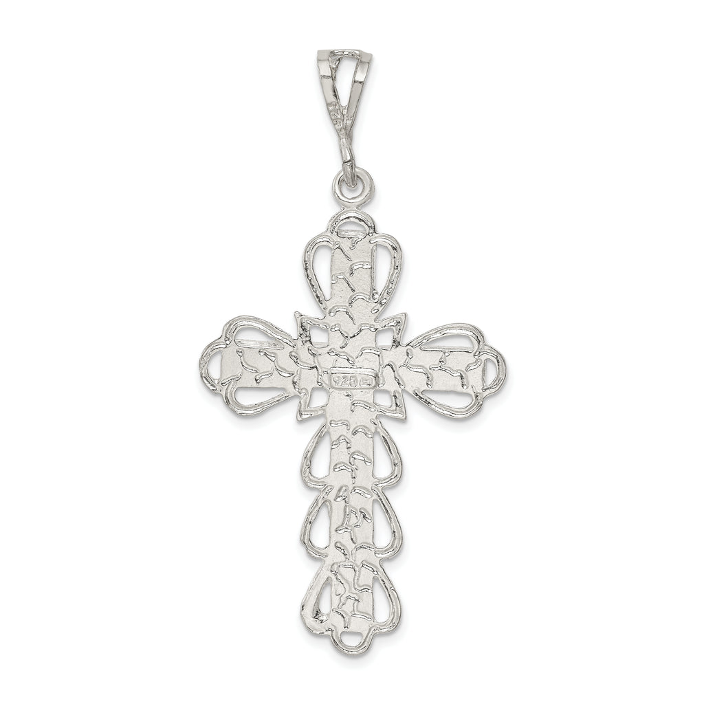 Sterling Silver 925 Diamond-Cut Crucifix Pendant with Polished Anti-Tarnish Finish