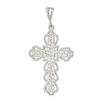 Sterling Silver 925 Diamond-Cut Crucifix Pendant with Polished Anti-Tarnish Finish