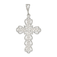 Sterling Silver 925 Diamond-Cut Crucifix Pendant with Polished Anti-Tarnish Finish