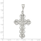 Sterling Silver 925 Diamond-Cut Crucifix Pendant with Polished Anti-Tarnish Finish