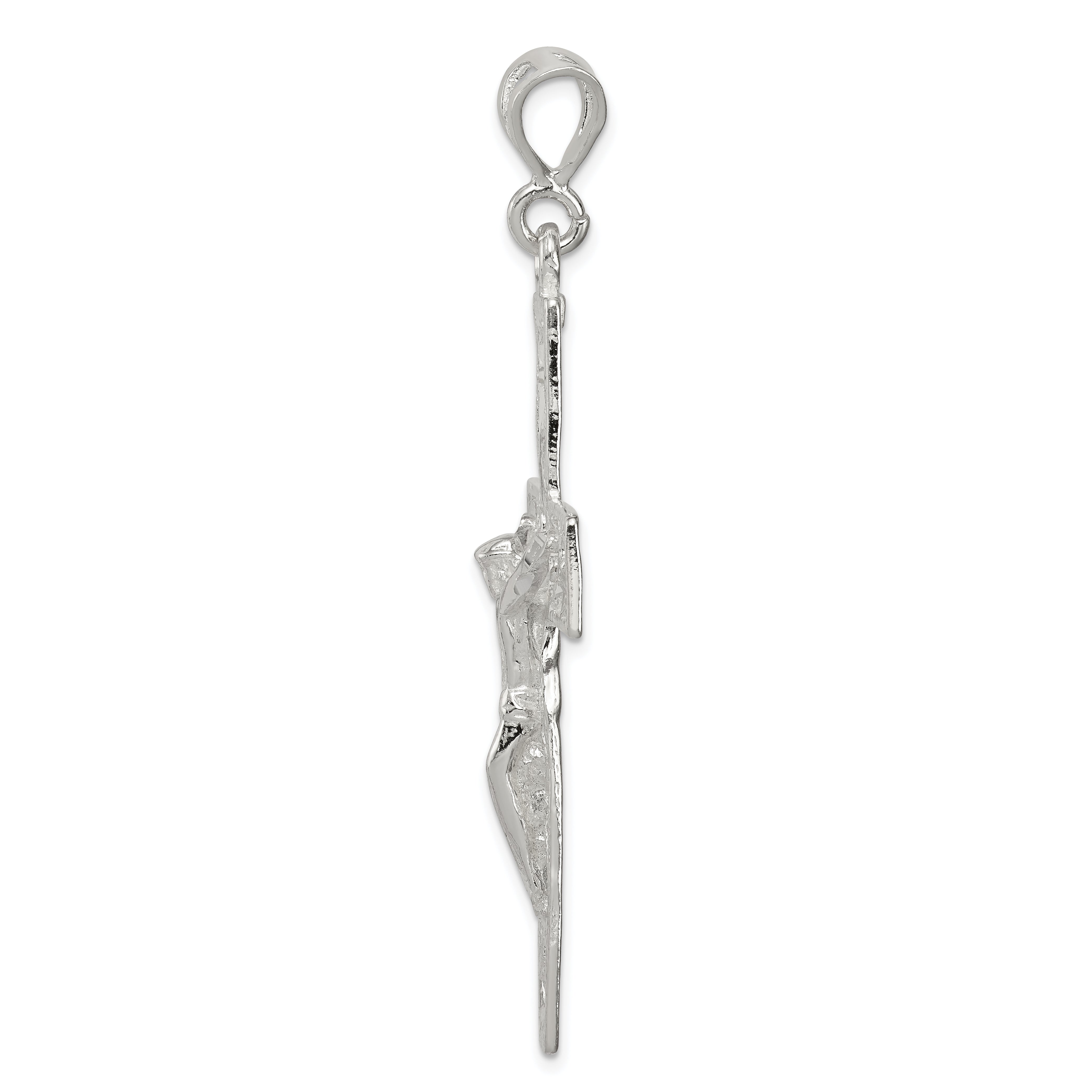 Sterling Silver 925 Polished Crucifix Pendant with Anti-Tarnish Finish