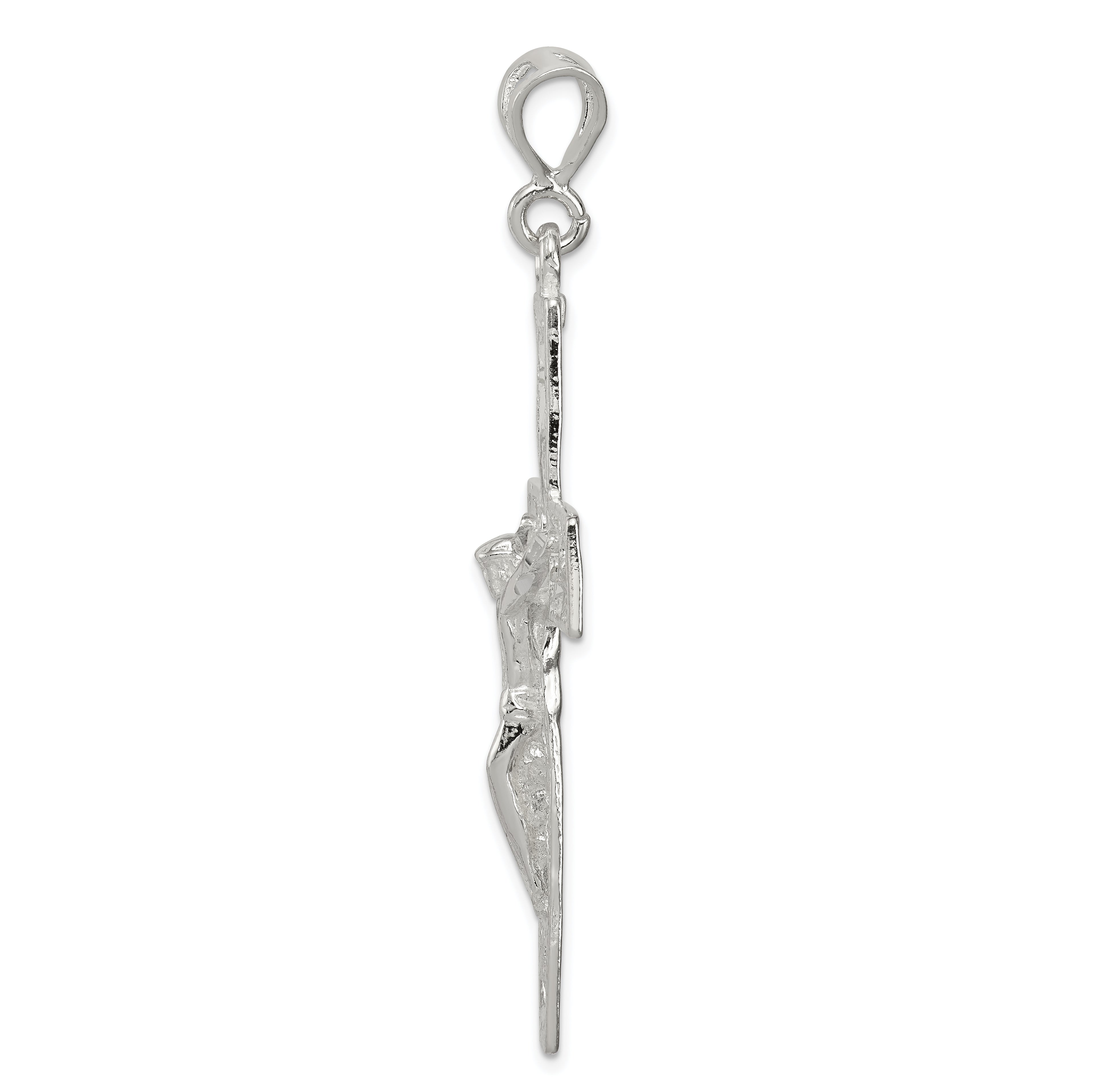 Sterling Silver 925 Polished Crucifix Pendant with Anti-Tarnish Finish
