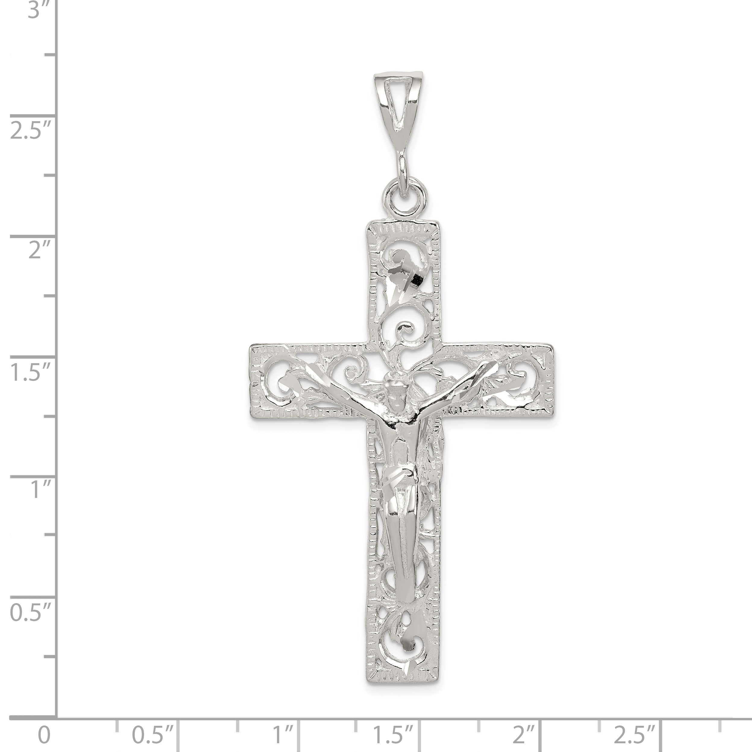 Sterling Silver 925 Polished Crucifix Pendant with Anti-Tarnish Finish