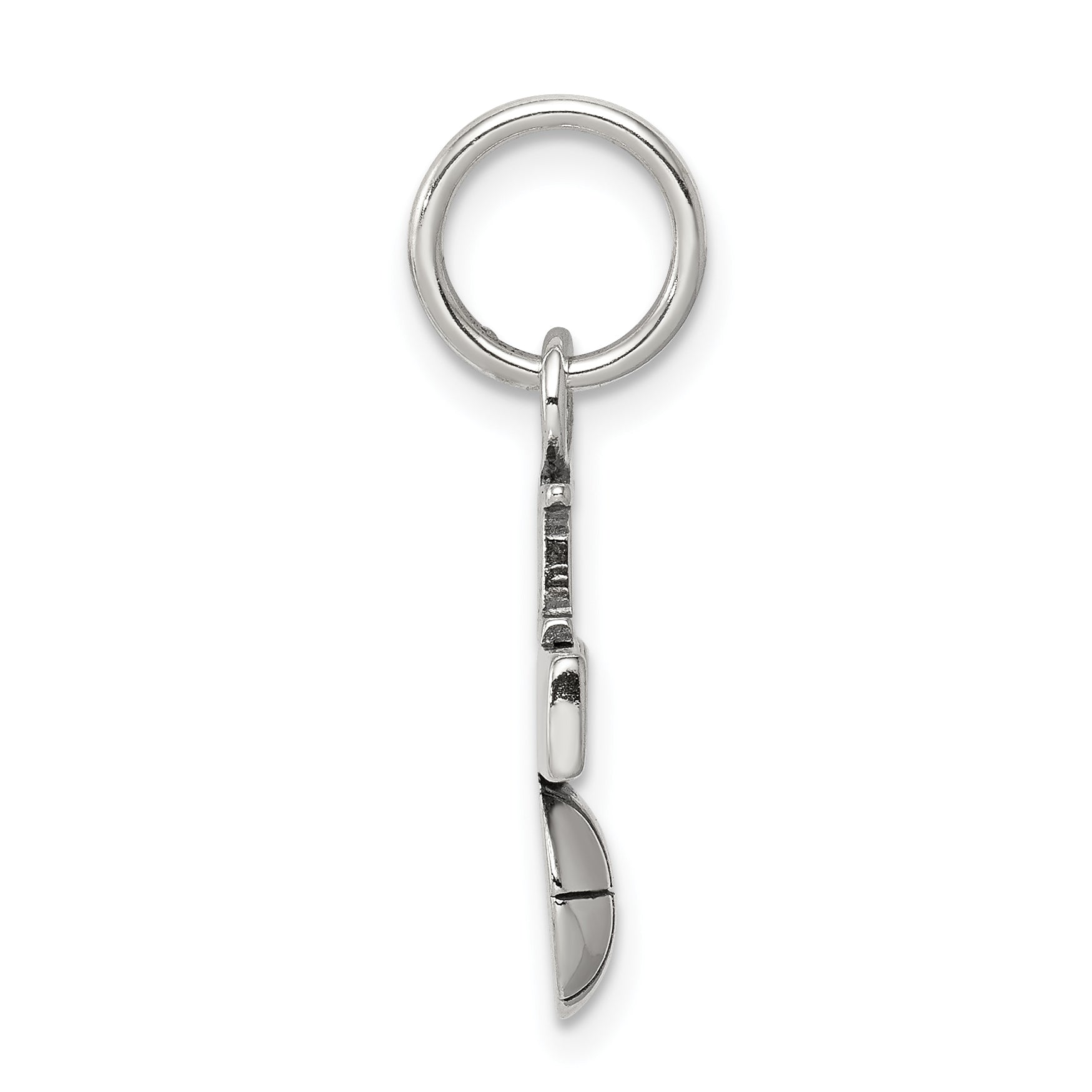 Sterling Silver 925 Basketball Charm with Polished Antique Heart Design Secondary image
