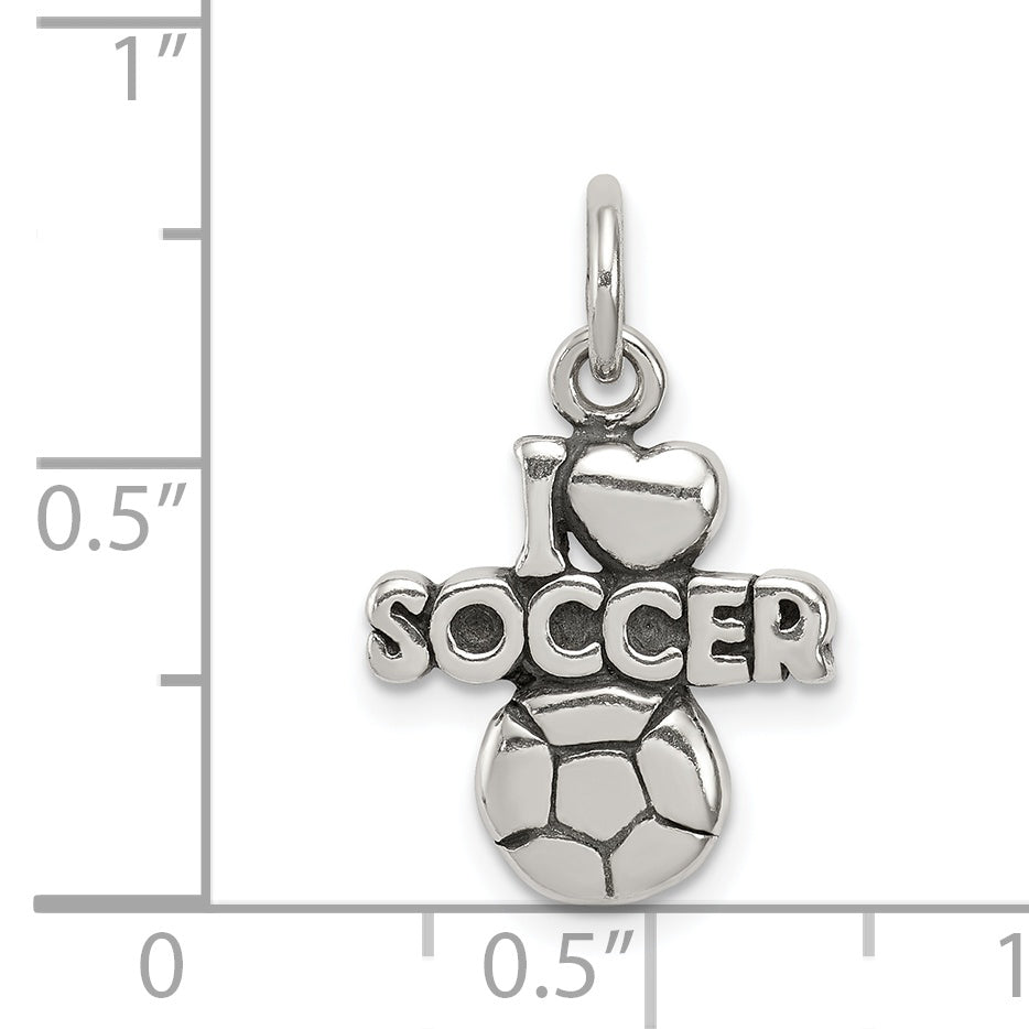 Sterling Silver 925 Soccer Charm with Polished Antique Finish