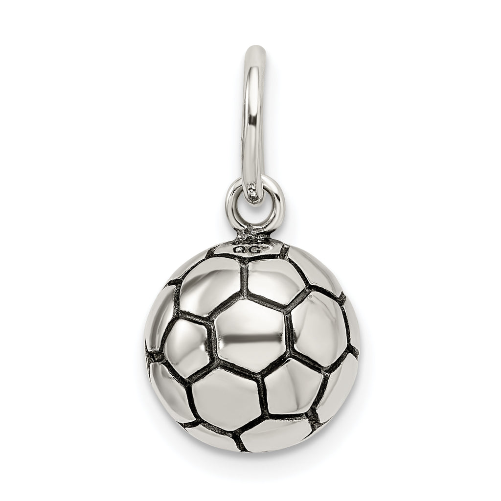 Sterling Silver 925 Soccer Ball Charm Polished Vintage Style