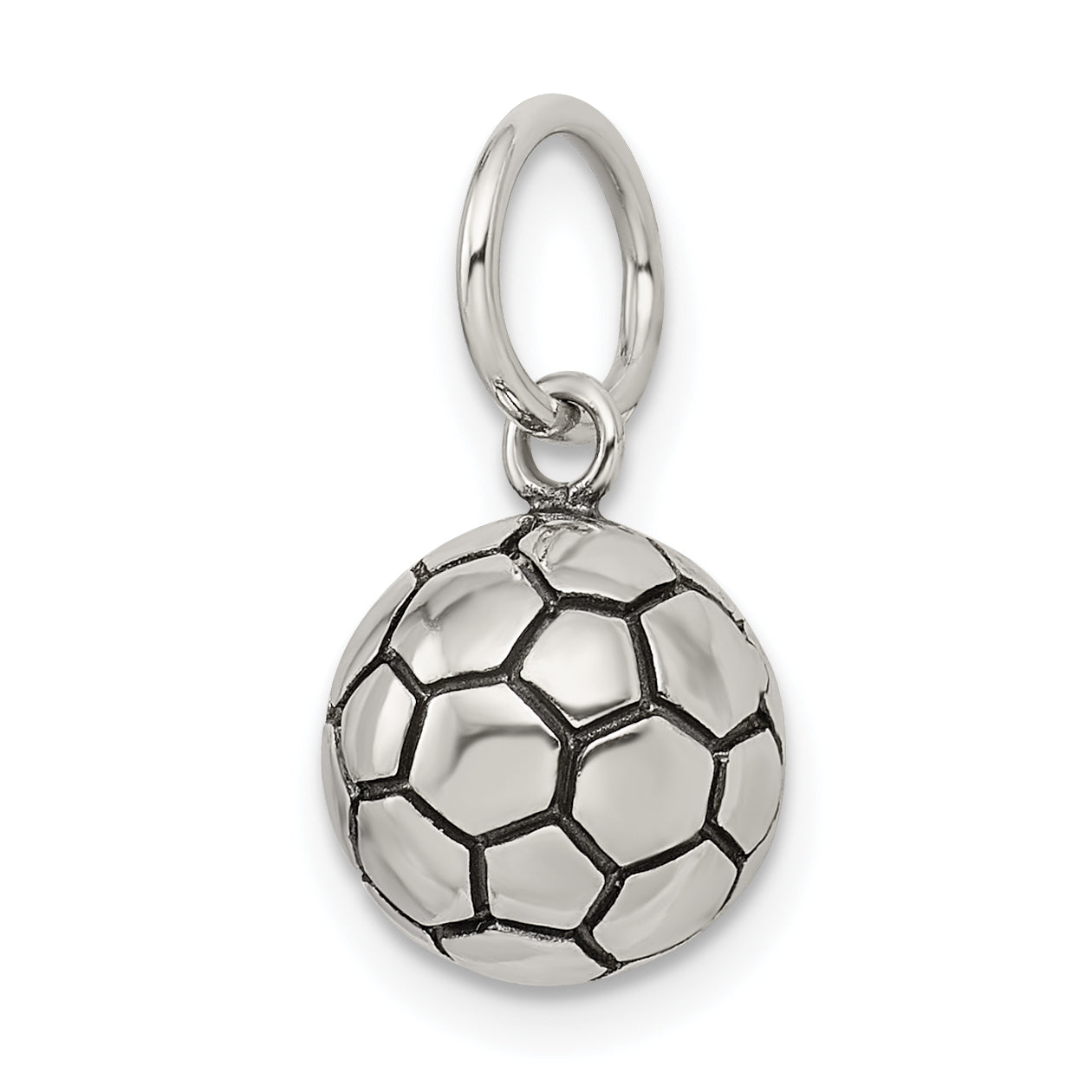 Sterling Silver 925 Soccer Ball Charm Polished Vintage Style