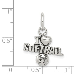 Sterling Silver 925 Polished Softball Charm for Vintage Lovers