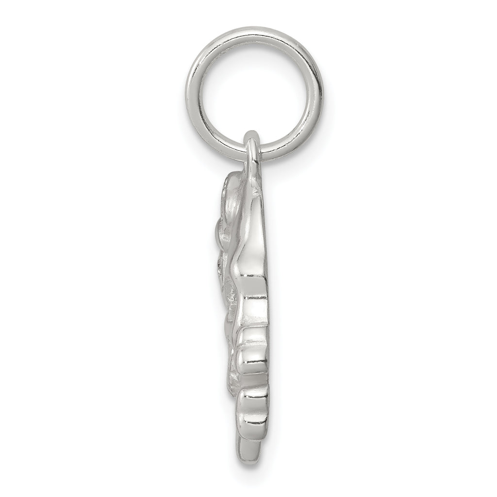 Sterling Silver 925 Skull Charm with Clear CZ Polished Finish