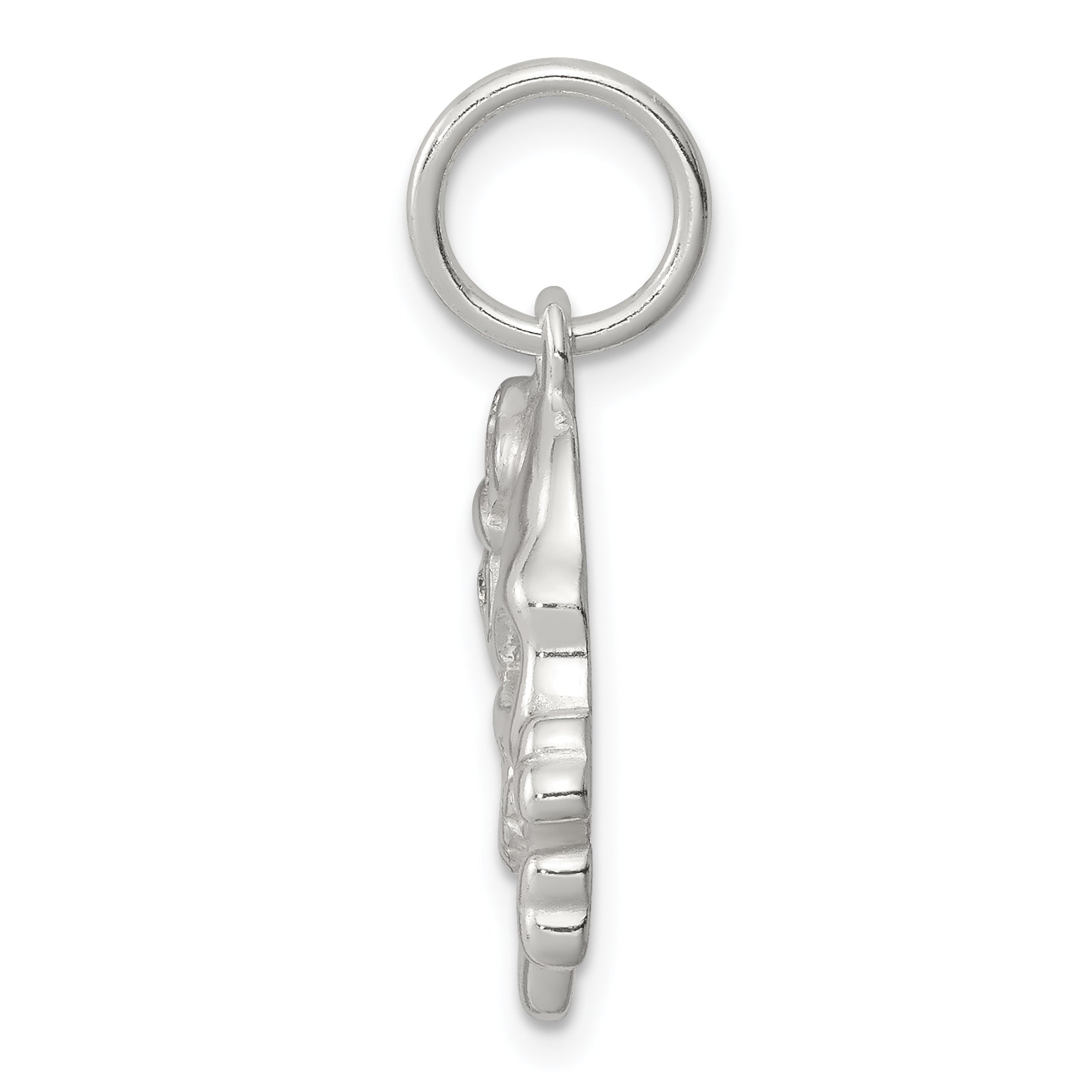 Sterling Silver 925 Skull Charm with Clear CZ Polished Finish