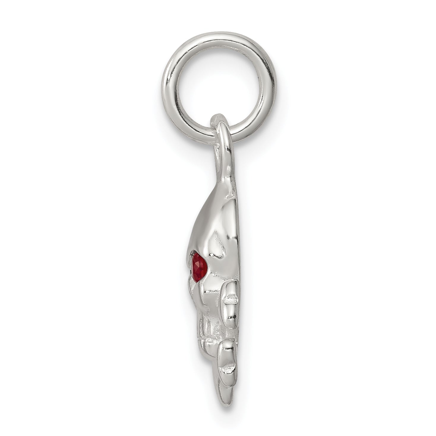 Sophia Jewelers 925 Sterling Silver Skull Charm with Red CZ Stone